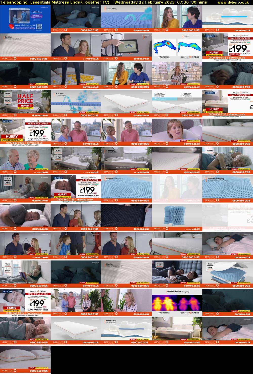 Teleshopping: Essentials Mattress Ends (Together TV) Wednesday 22 February 2023 07:30 - 08:00
