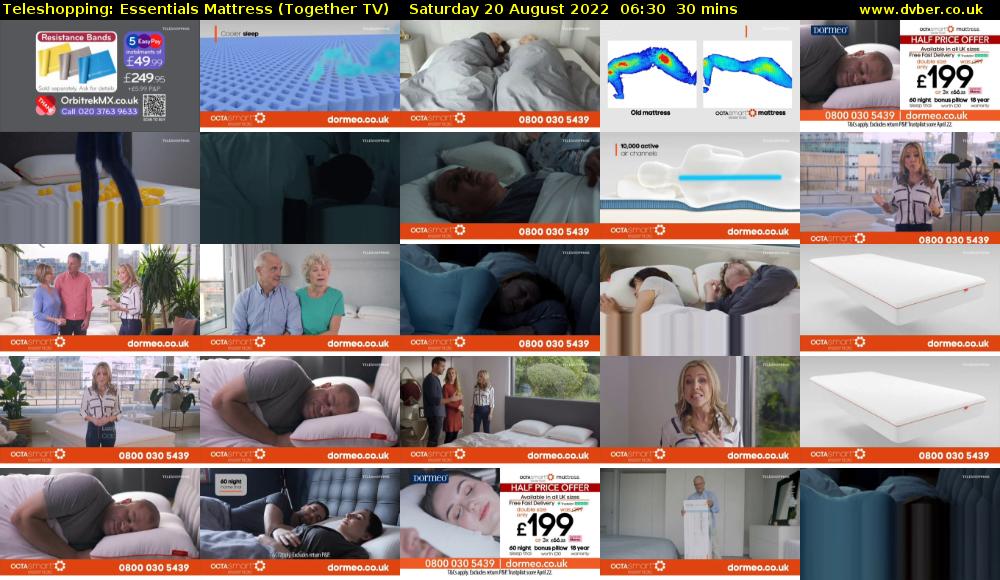 Teleshopping: Essentials Mattress (Together TV) Saturday 20 August 2022 06:30 - 07:00