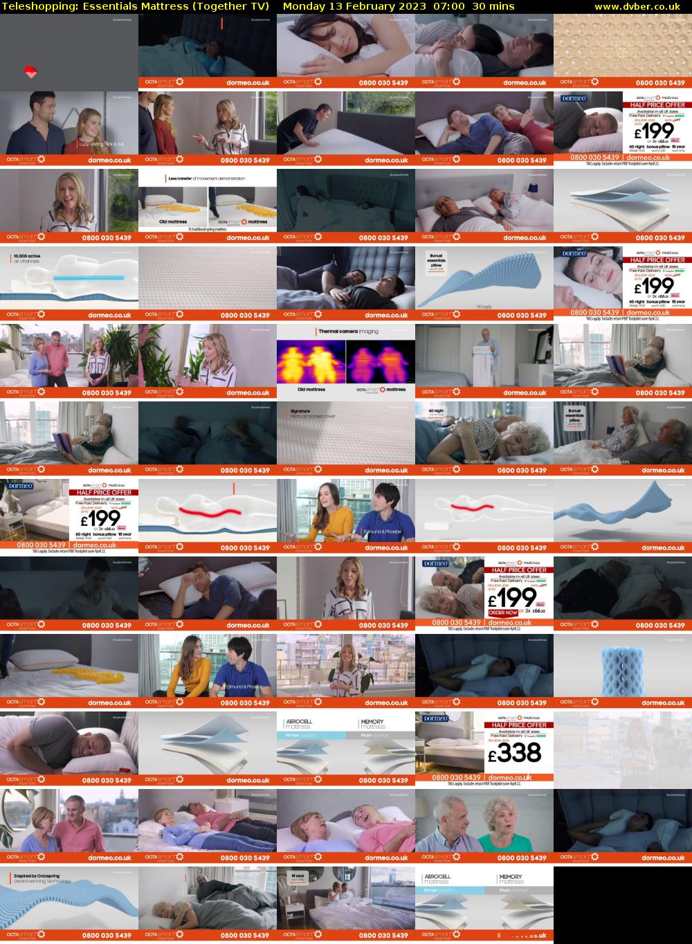Teleshopping: Essentials Mattress (Together TV) Monday 13 February 2023 07:00 - 07:30