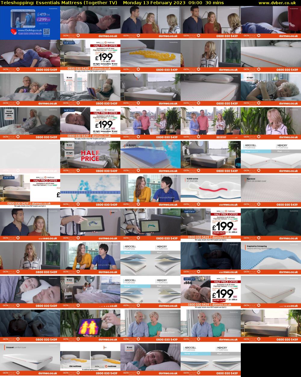 Teleshopping: Essentials Mattress (Together TV) Monday 13 February 2023 09:00 - 09:30