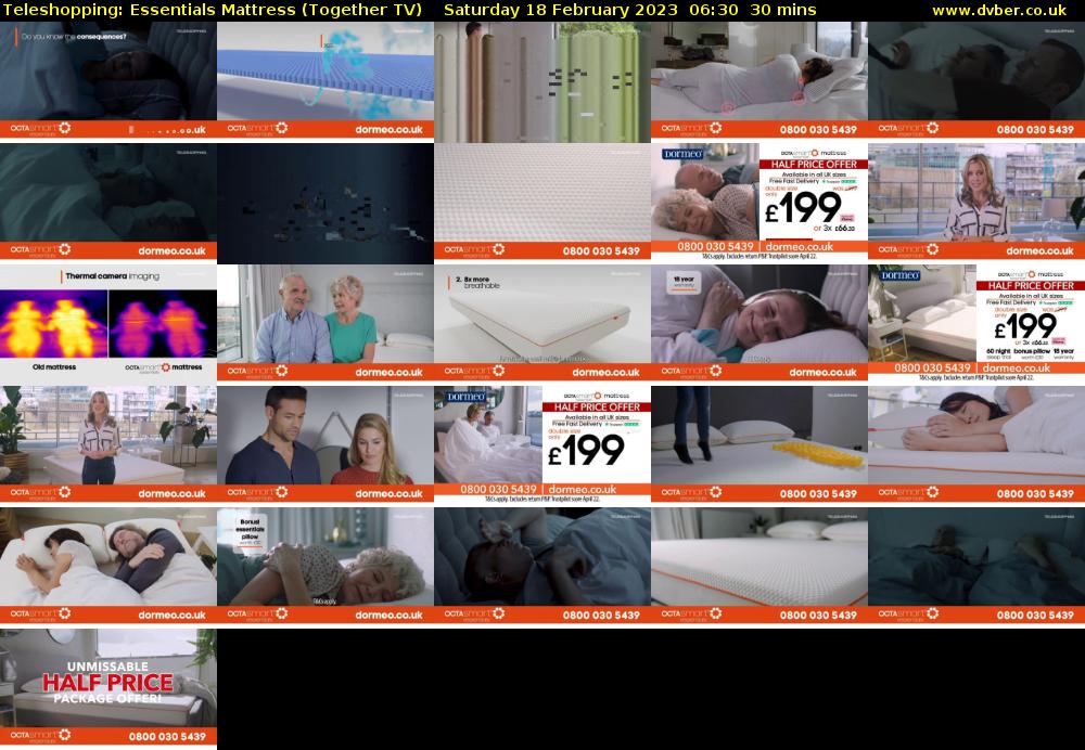 Teleshopping: Essentials Mattress (Together TV) Saturday 18 February 2023 06:30 - 07:00