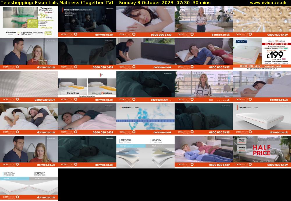 Teleshopping: Essentials Mattress (Together TV) Sunday 8 October 2023 07:30 - 08:00