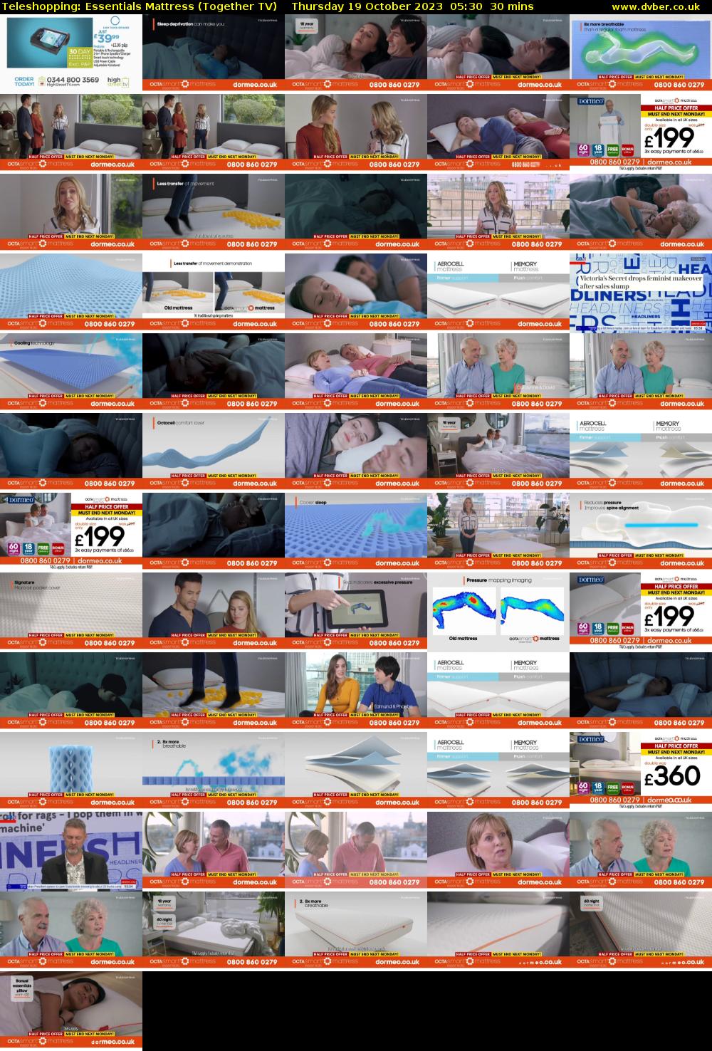 Teleshopping: Essentials Mattress (Together TV) Thursday 19 October 2023 05:30 - 06:00