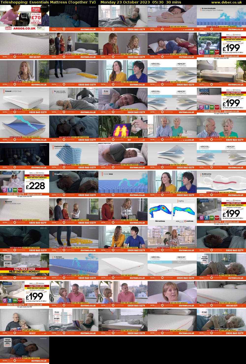 Teleshopping: Essentials Mattress (Together TV) Monday 23 October 2023 05:30 - 06:00