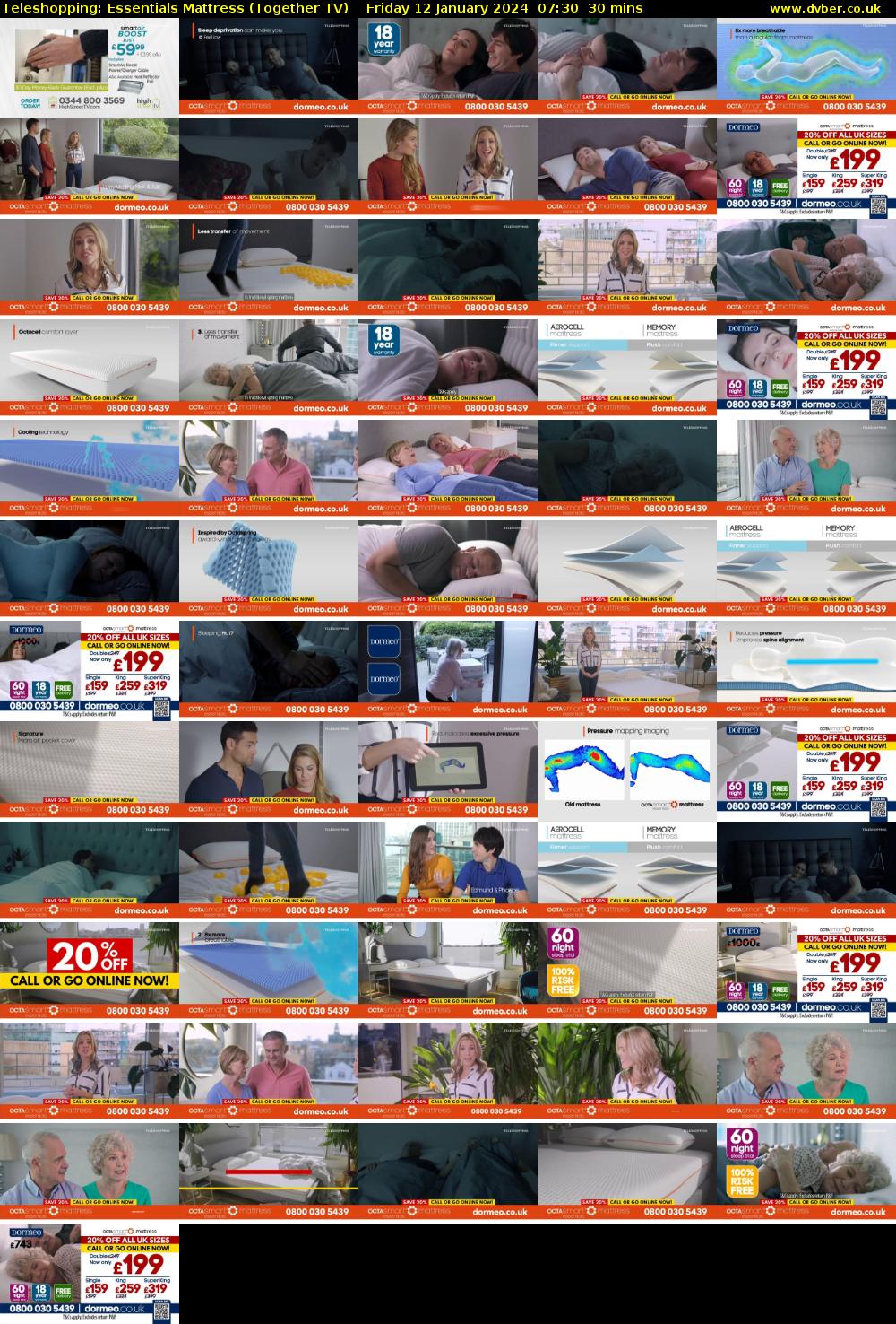 Teleshopping: Essentials Mattress (Together TV) Friday 12 January 2024 07:30 - 08:00