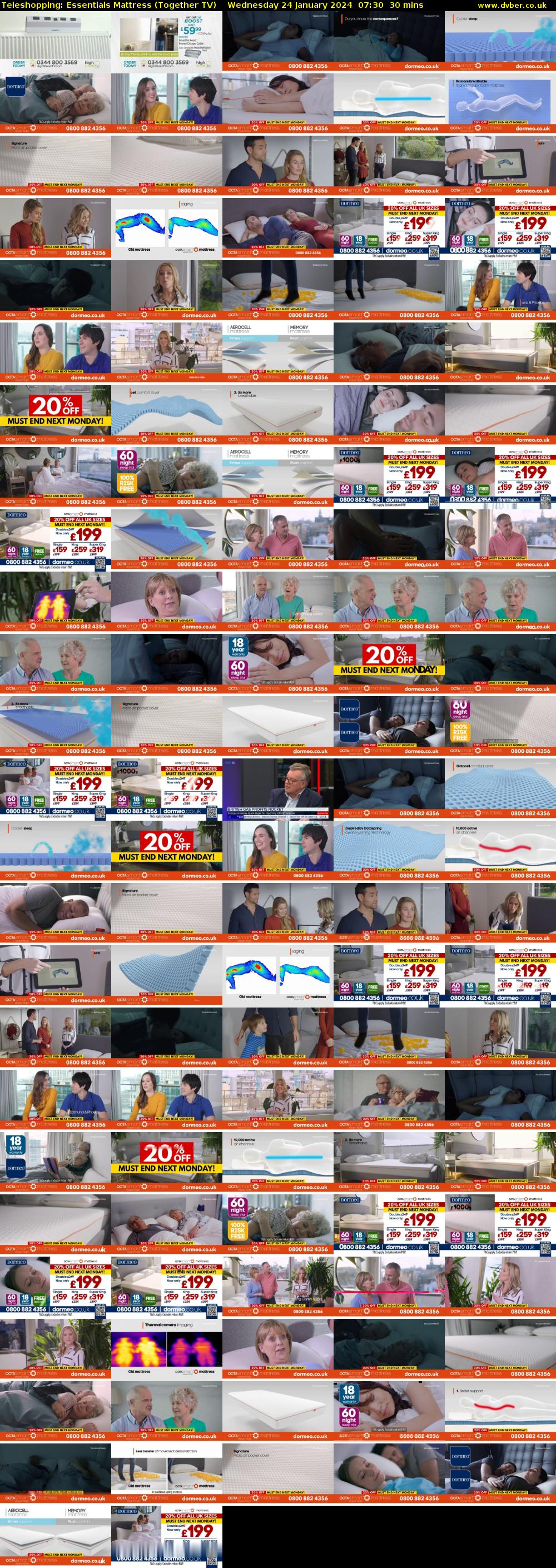 Teleshopping: Essentials Mattress (Together TV) Wednesday 24 January 2024 07:30 - 08:00