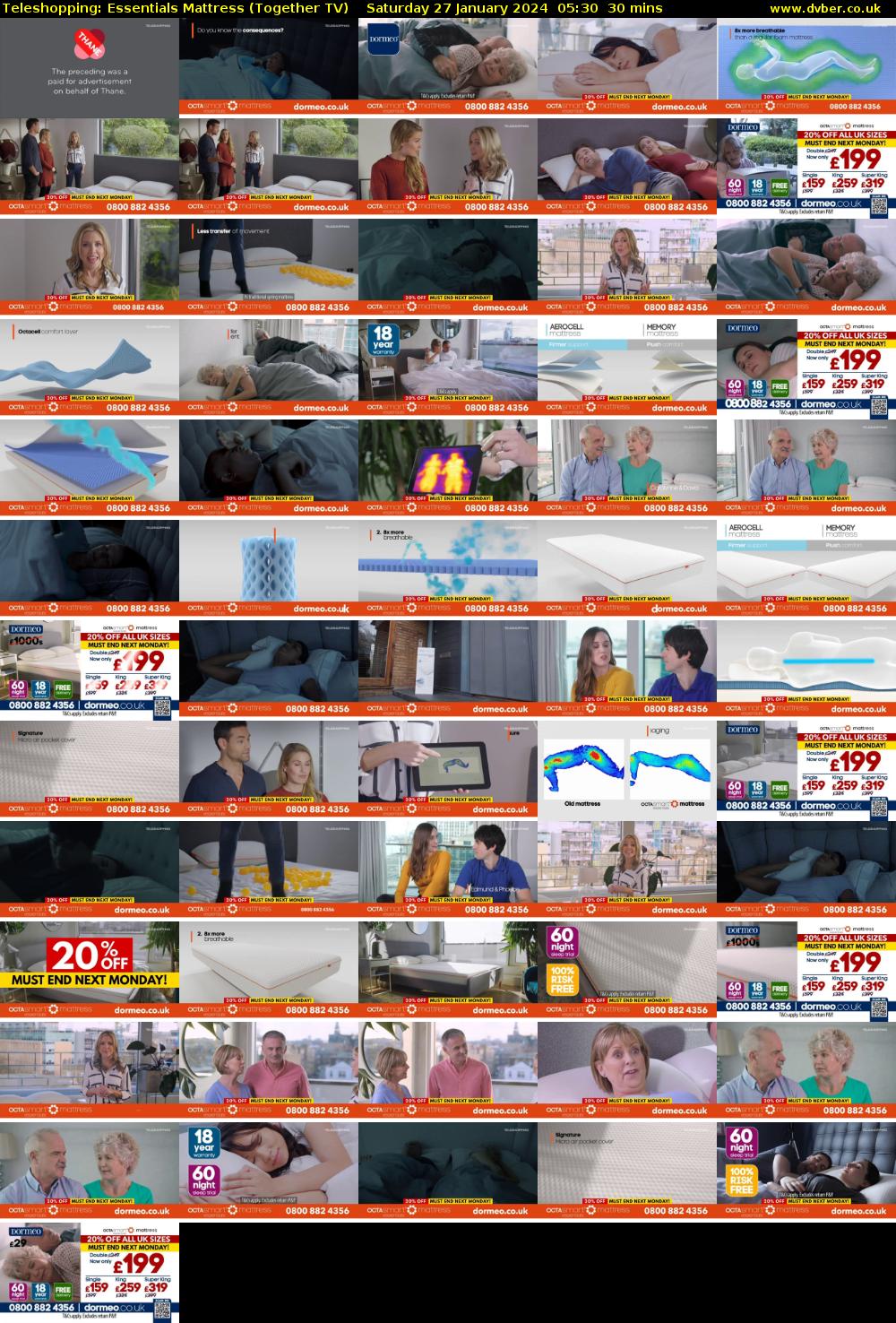 Teleshopping: Essentials Mattress (Together TV) Saturday 27 January 2024 05:30 - 06:00