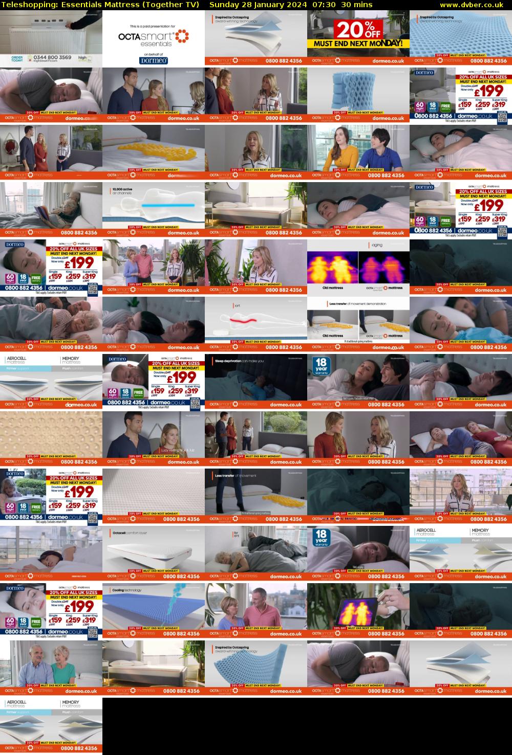 Teleshopping: Essentials Mattress (Together TV) Sunday 28 January 2024 07:30 - 08:00