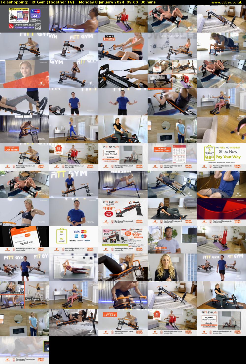 Teleshopping: Fitt Gym (Together TV) Monday 8 January 2024 09:00 - 09:30