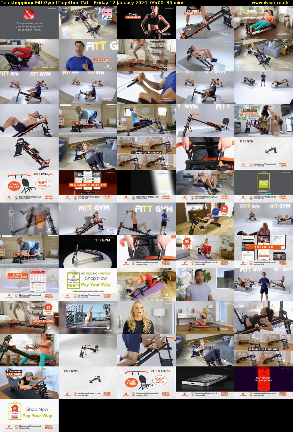 Teleshopping: Fitt Gym (Together TV) Friday 12 January 2024 09:00 - 09:30