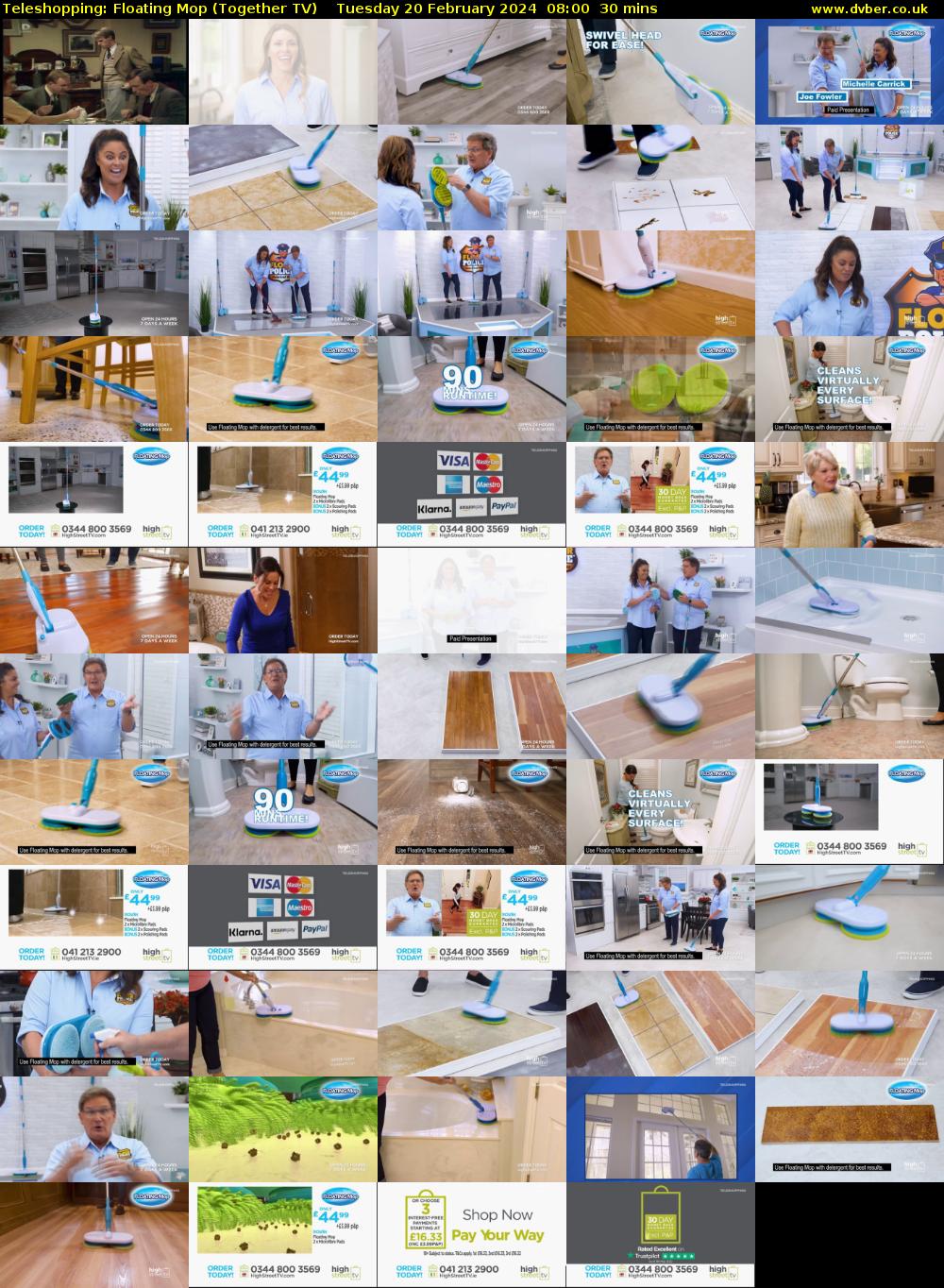 Teleshopping: Floating Mop (Together TV) Tuesday 20 February 2024 08:00 - 08:30