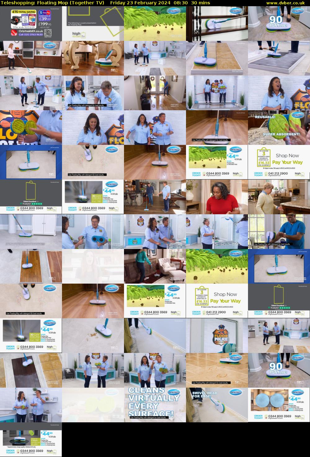 Teleshopping: Floating Mop (Together TV) Friday 23 February 2024 08:30 - 09:00