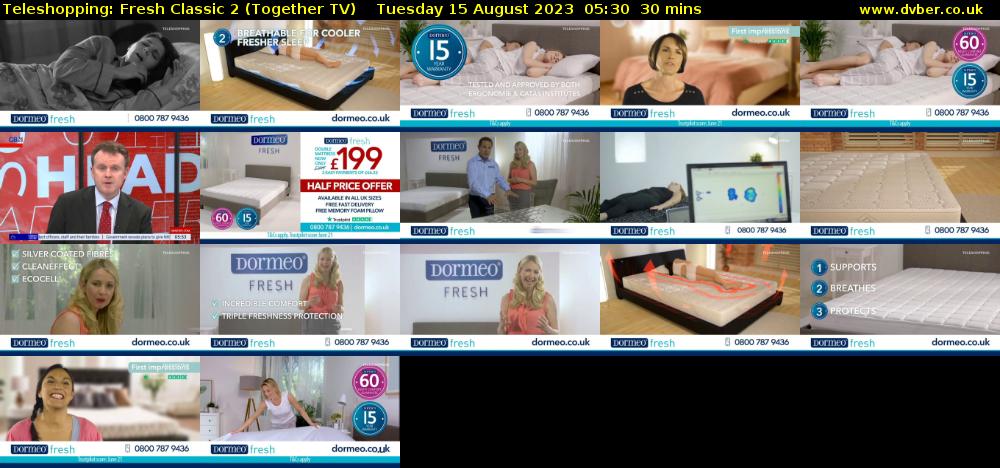 Teleshopping: Fresh Classic 2 (Together TV) Tuesday 15 August 2023 05:30 - 06:00