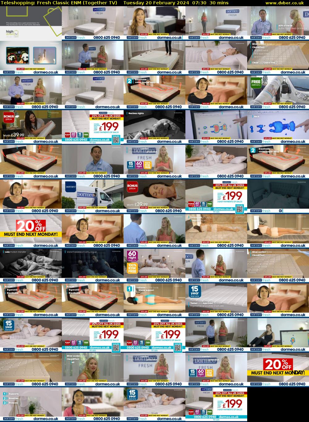 Teleshopping: Fresh Classic ENM (Together TV) Tuesday 20 February 2024 07:30 - 08:00