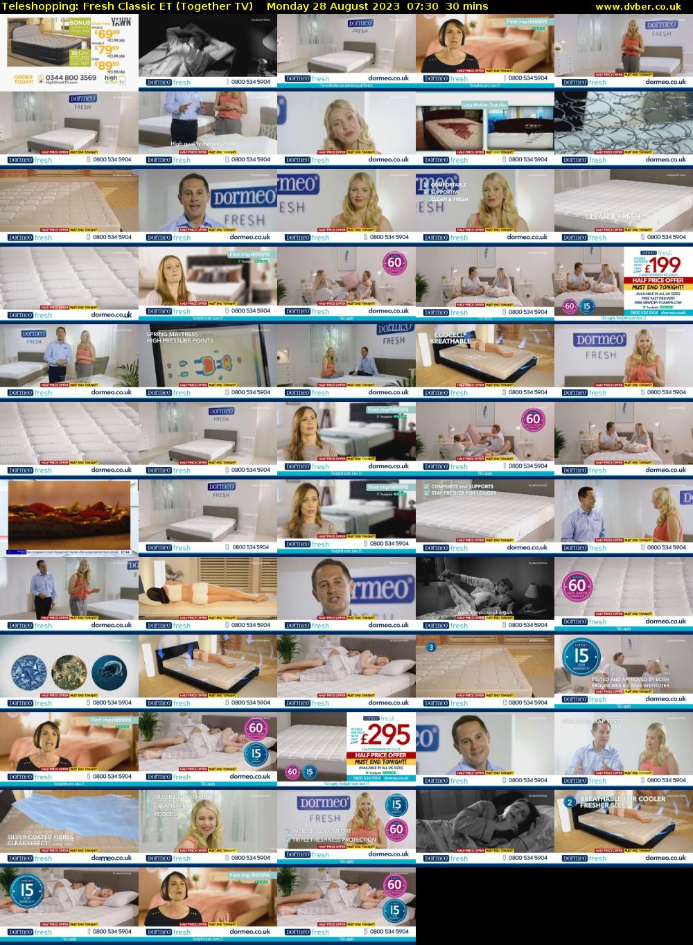 Teleshopping: Fresh Classic ET (Together TV) Monday 28 August 2023 07:30 - 08:00