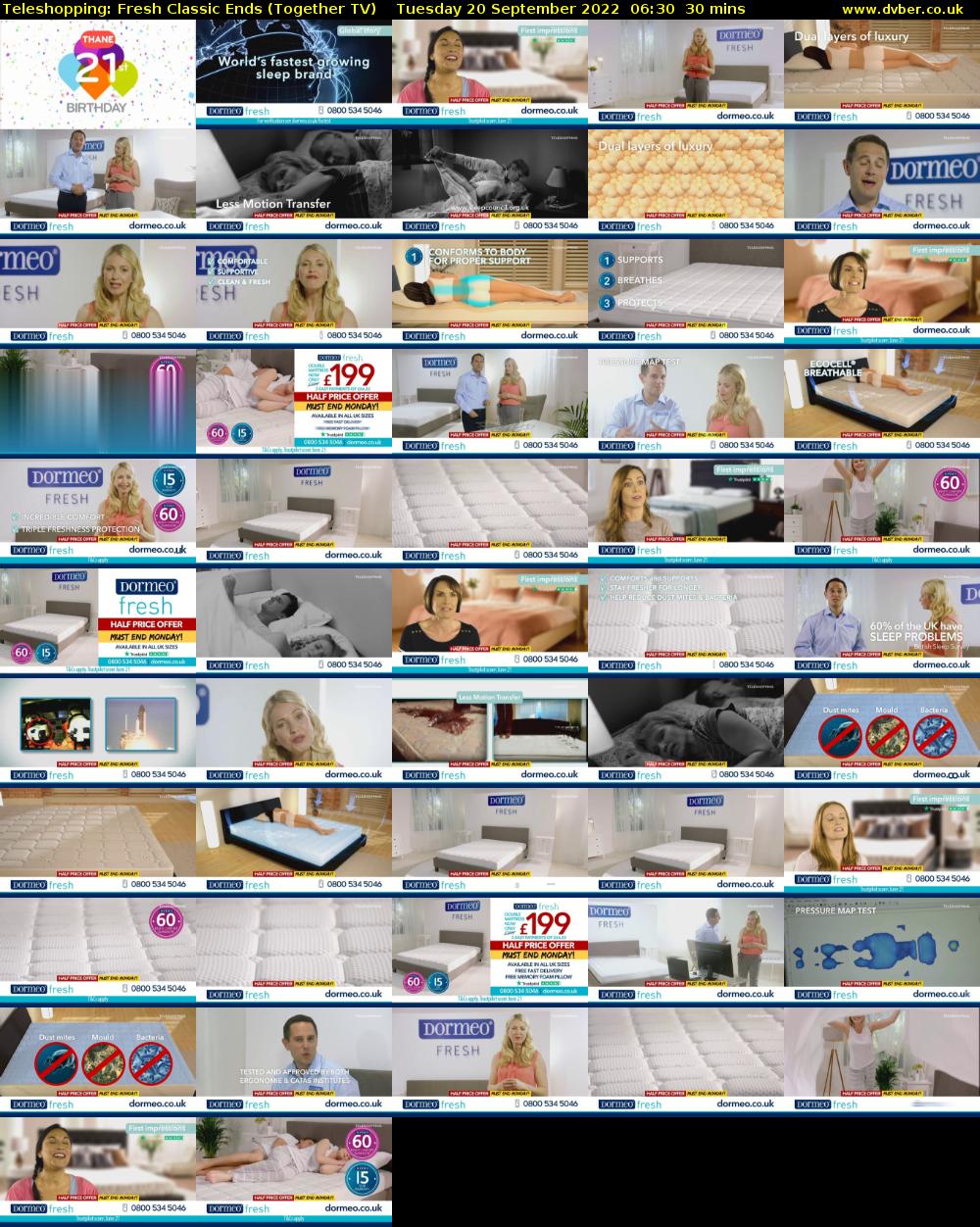 Teleshopping: Fresh Classic Ends (Together TV) Tuesday 20 September 2022 06:30 - 07:00