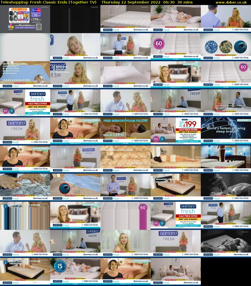 Teleshopping: Fresh Classic Ends (Together TV) Thursday 22 September 2022 06:30 - 07:00