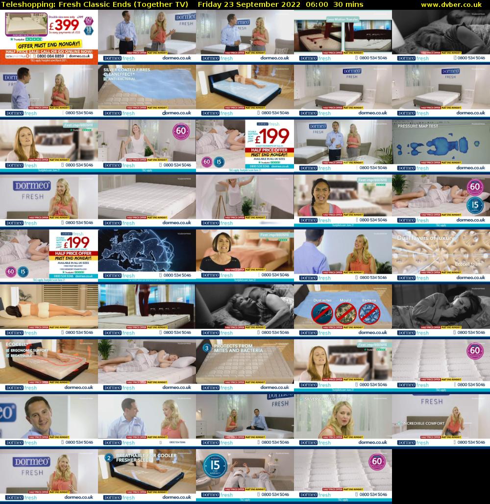 Teleshopping: Fresh Classic Ends (Together TV) Friday 23 September 2022 06:00 - 06:30