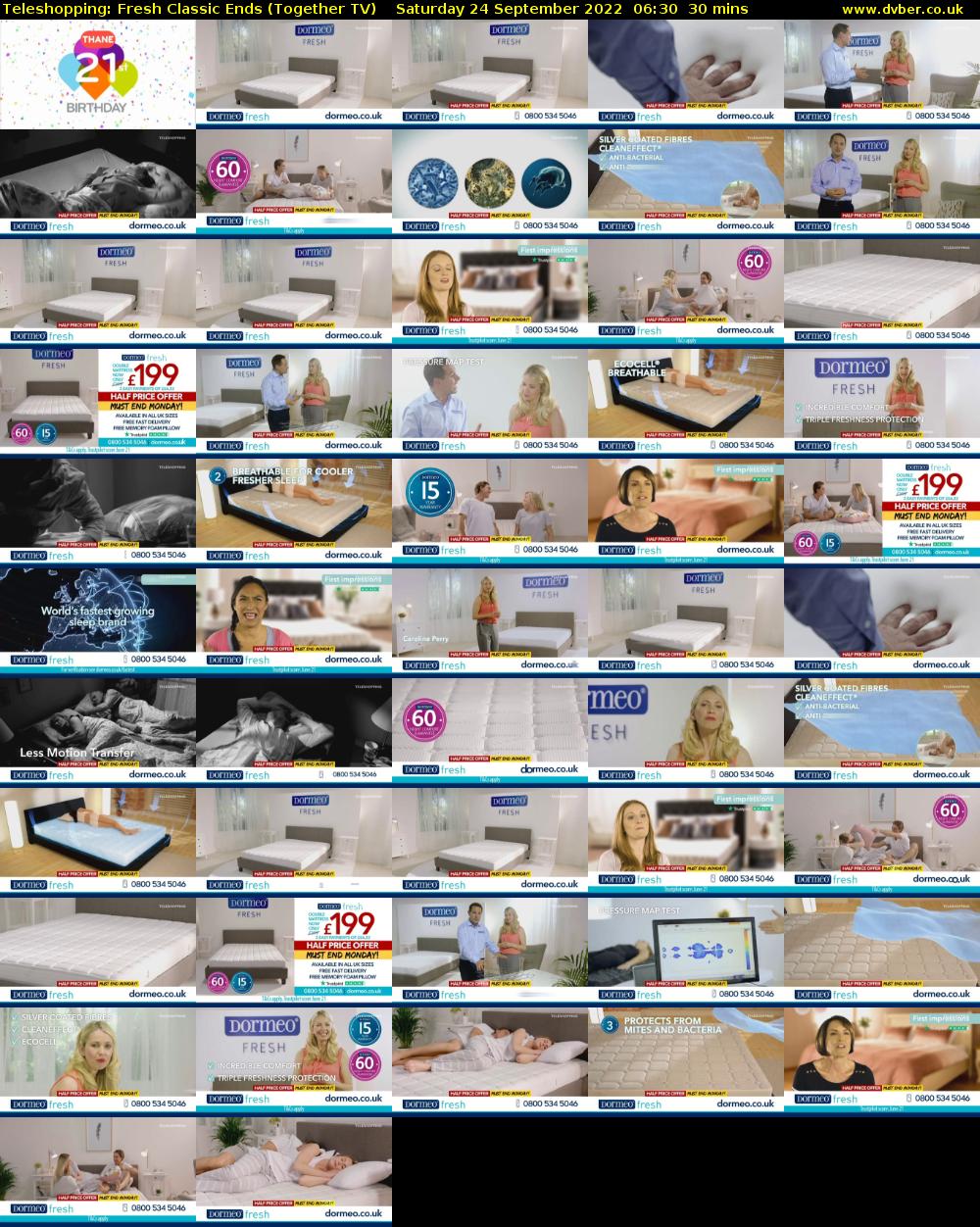 Teleshopping: Fresh Classic Ends (Together TV) Saturday 24 September 2022 06:30 - 07:00