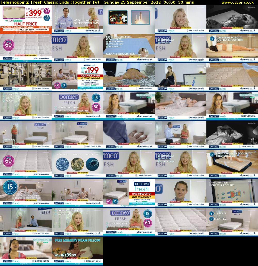 Teleshopping: Fresh Classic Ends (Together TV) Sunday 25 September 2022 06:00 - 06:30
