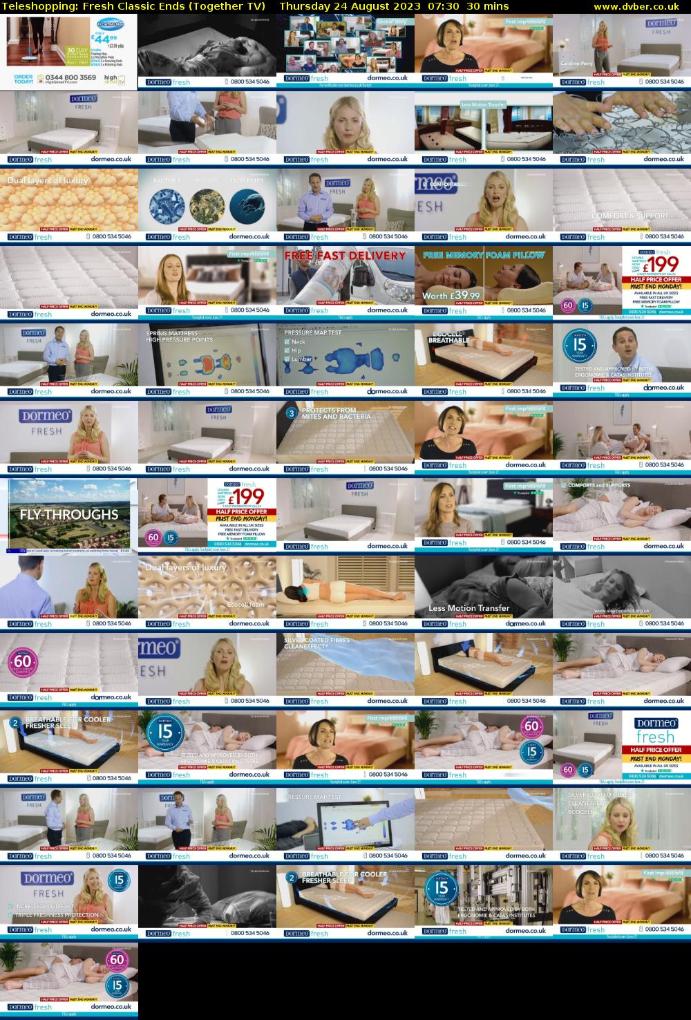Teleshopping: Fresh Classic Ends (Together TV) Thursday 24 August 2023 07:30 - 08:00