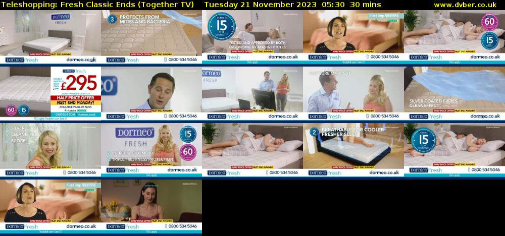 Teleshopping: Fresh Classic Ends (Together TV) Tuesday 21 November 2023 05:30 - 06:00