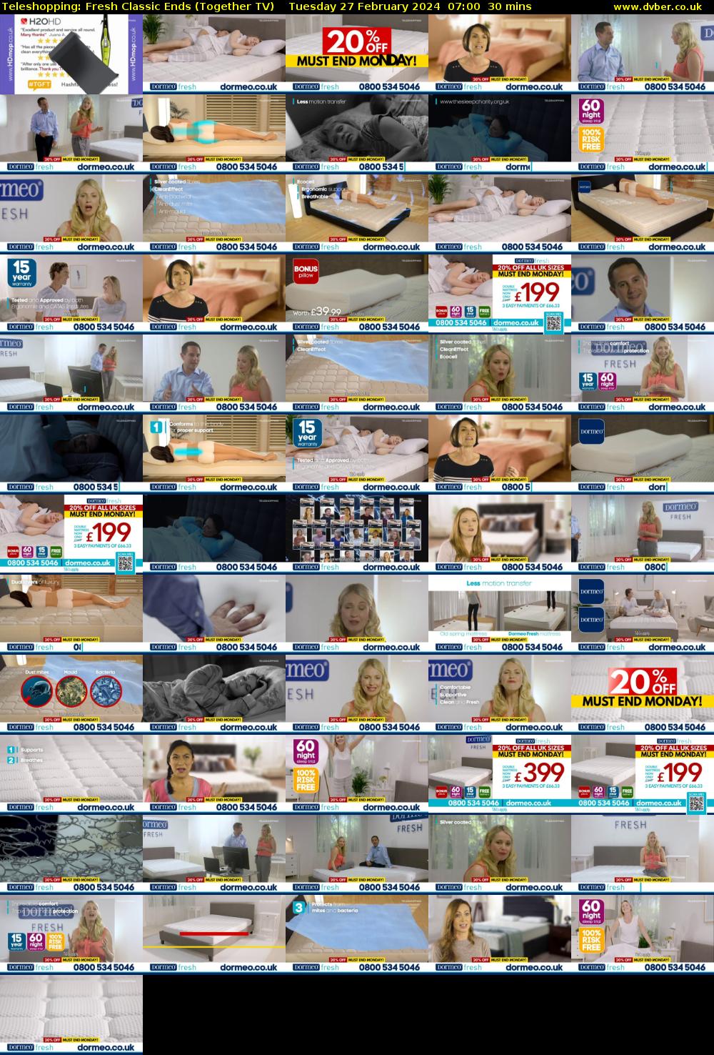 Teleshopping: Fresh Classic Ends (Together TV) Tuesday 27 February 2024 07:00 - 07:30