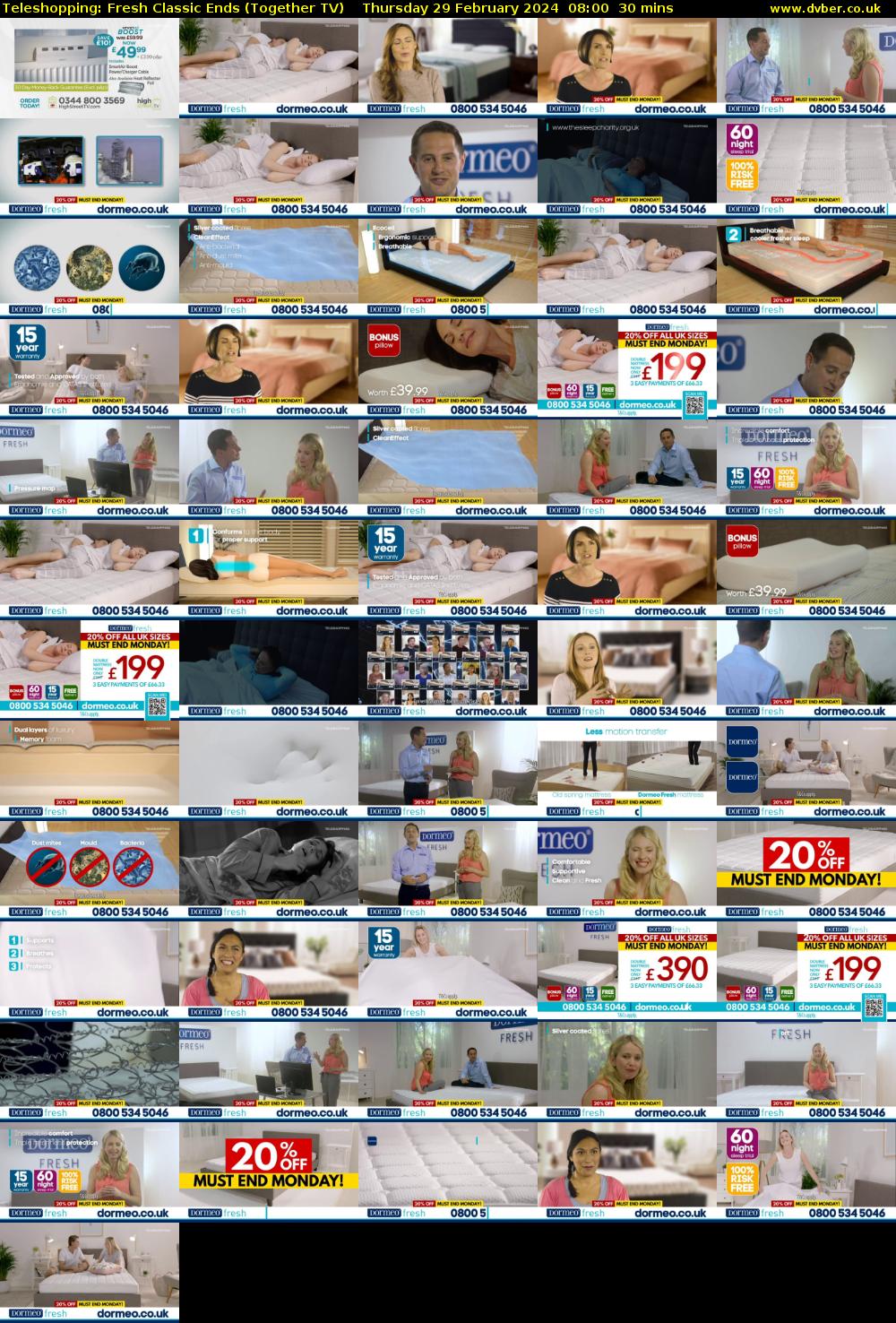 Teleshopping: Fresh Classic Ends (Together TV) Thursday 29 February 2024 08:00 - 08:30