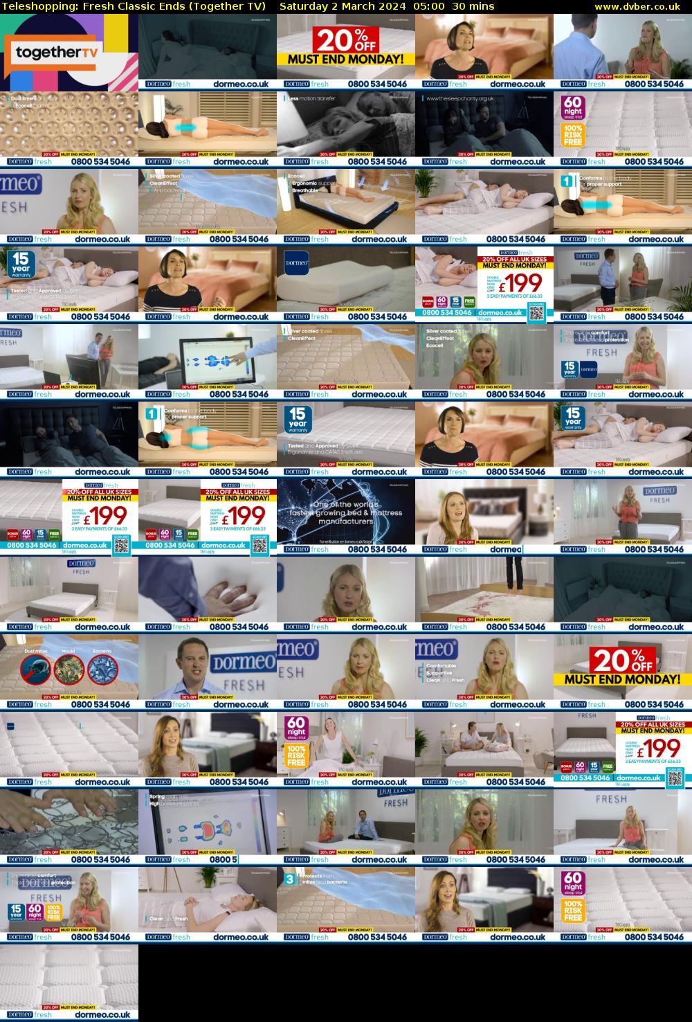 Teleshopping: Fresh Classic Ends (Together TV) Saturday 2 March 2024 05:00 - 05:30