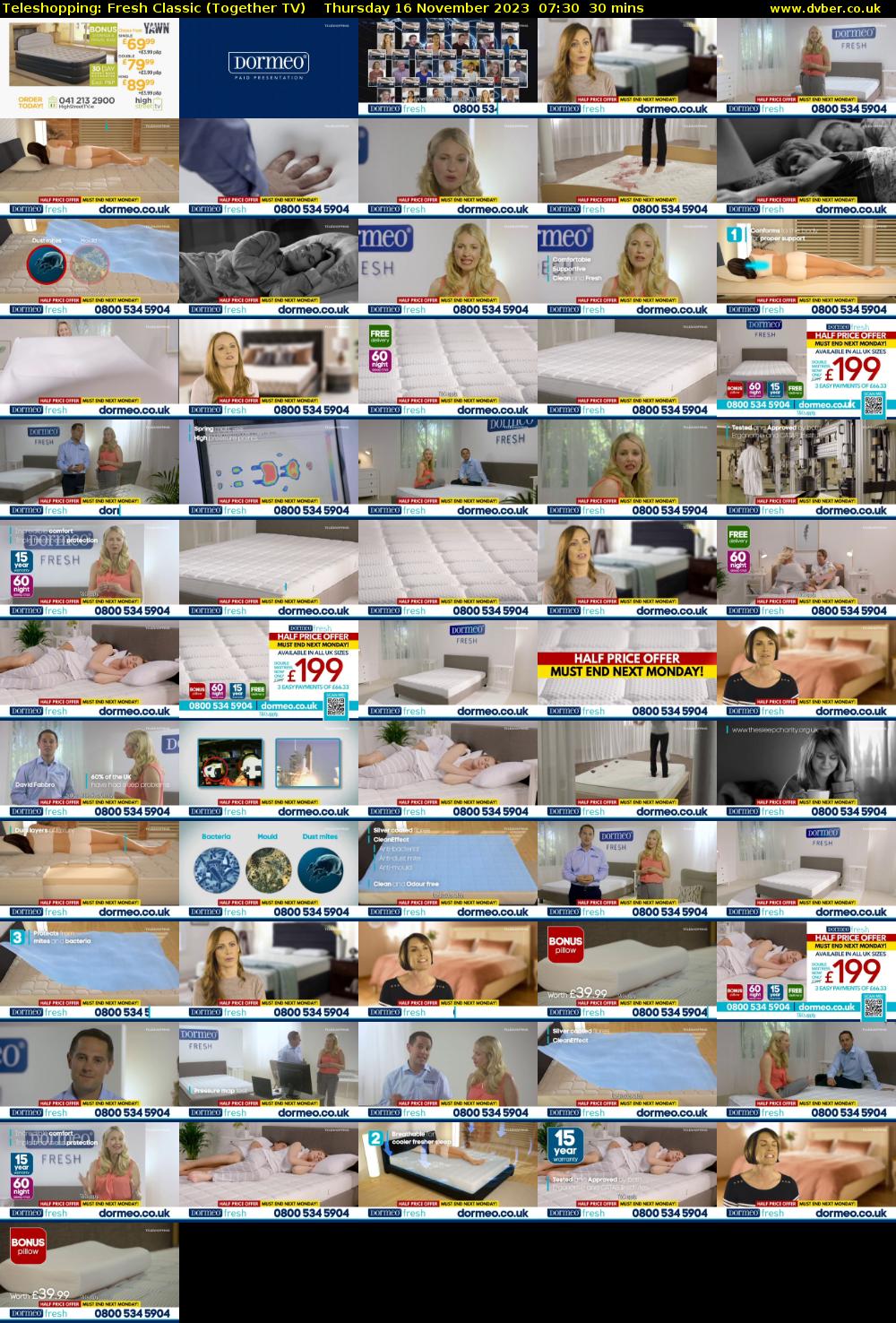 Teleshopping: Fresh Classic (Together TV) Thursday 16 November 2023 07:30 - 08:00