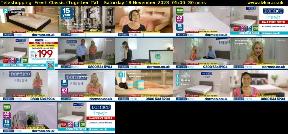 Teleshopping: Fresh Classic (Together TV) Saturday 18 November 2023 05:00 - 05:30