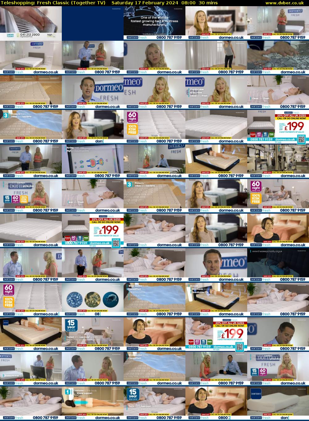 Teleshopping: Fresh Classic (Together TV) Saturday 17 February 2024 08:00 - 08:30