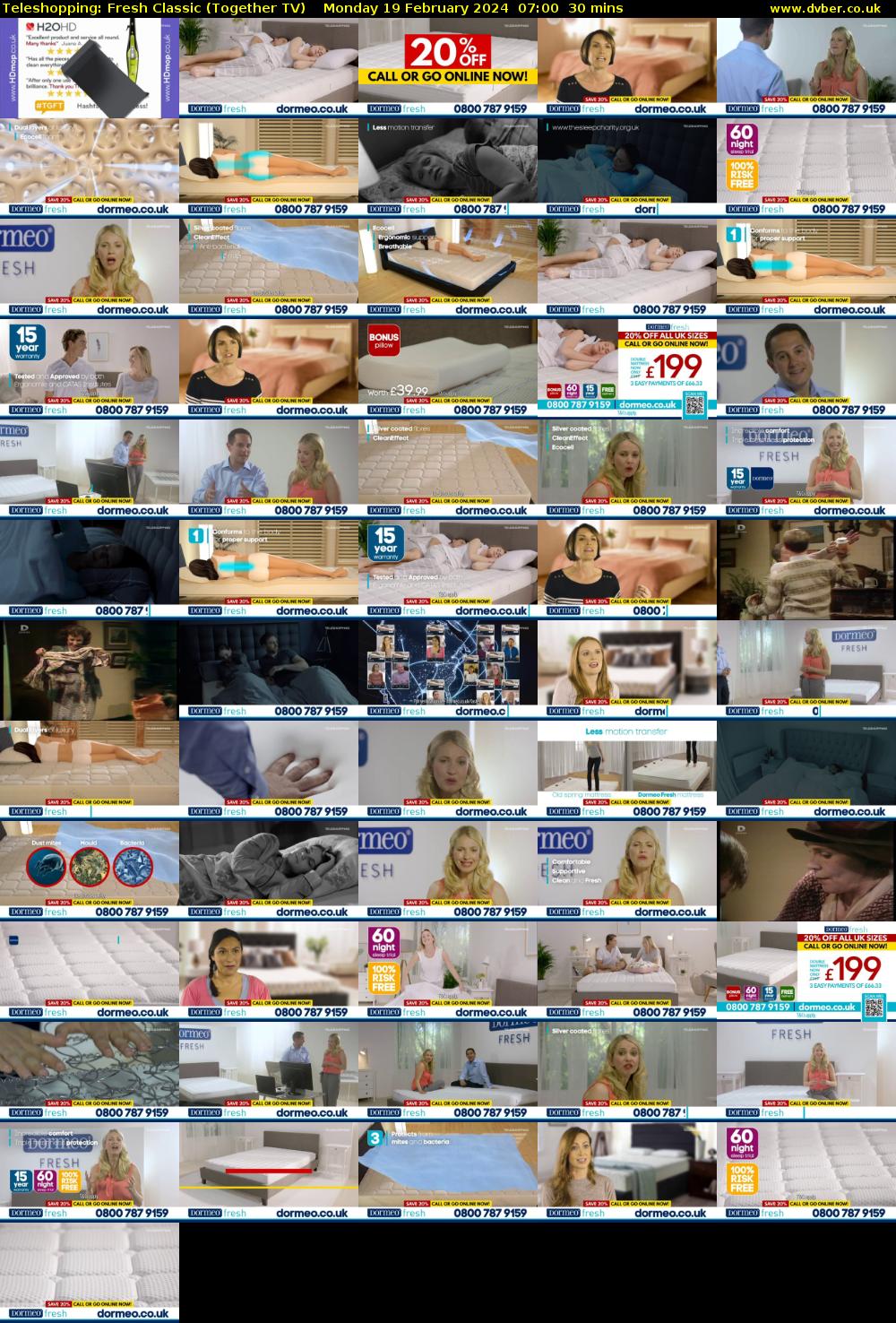 Teleshopping: Fresh Classic (Together TV) Monday 19 February 2024 07:00 - 07:30