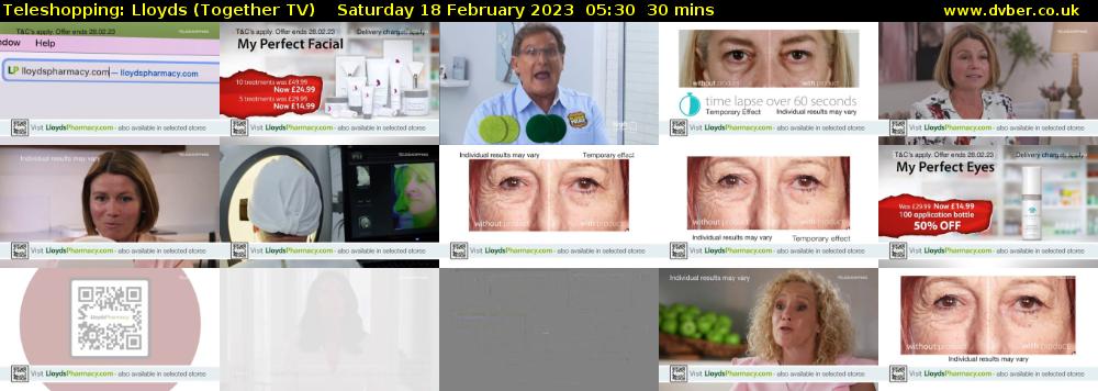 Teleshopping: Lloyds (Together TV) Saturday 18 February 2023 05:30 - 06:00