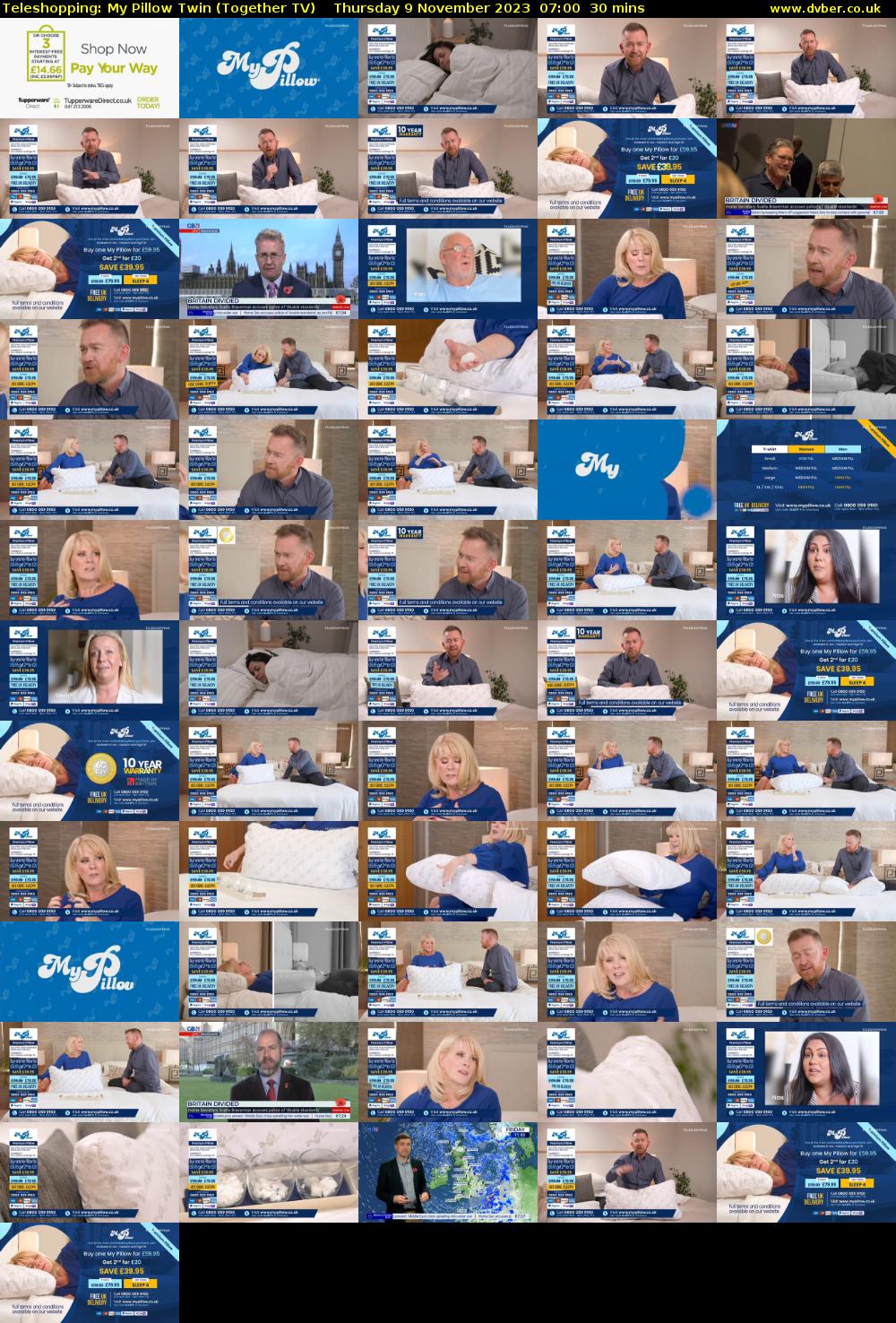 Teleshopping: My Pillow Twin (Together TV) Thursday 9 November 2023 07:00 - 07:30