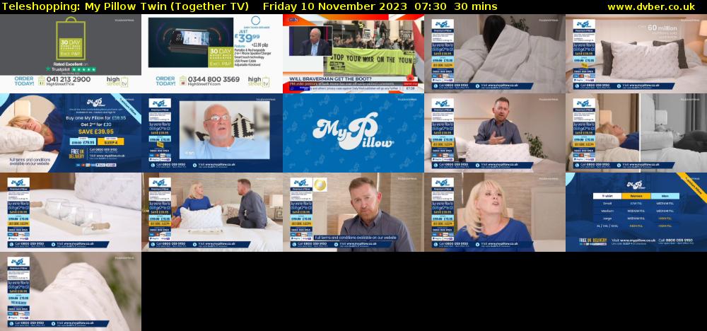 Teleshopping: My Pillow Twin (Together TV) Friday 10 November 2023 07:30 - 08:00