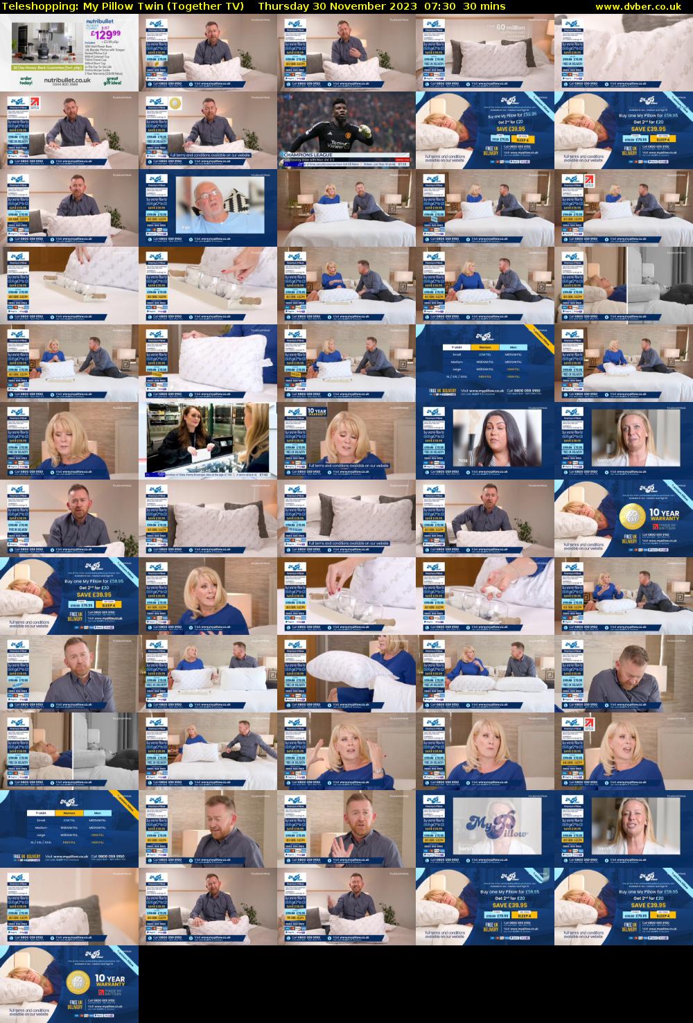 Teleshopping: My Pillow Twin (Together TV) Thursday 30 November 2023 07:30 - 08:00