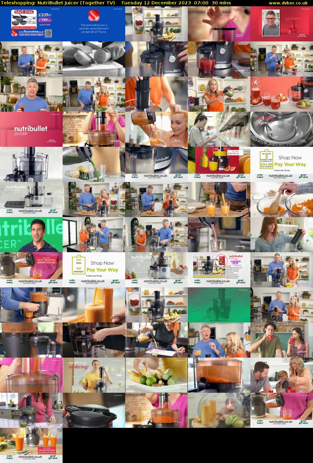 Teleshopping: NutriBullet Juicer (Together TV) Tuesday 12 December 2023 07:00 - 07:30