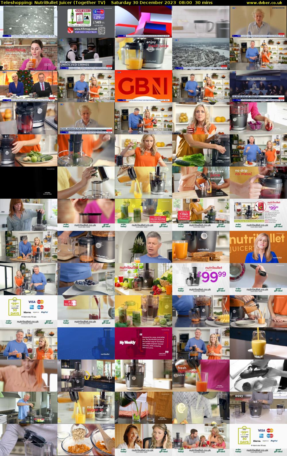 Teleshopping: NutriBullet Juicer (Together TV) Saturday 30 December 2023 08:00 - 08:30