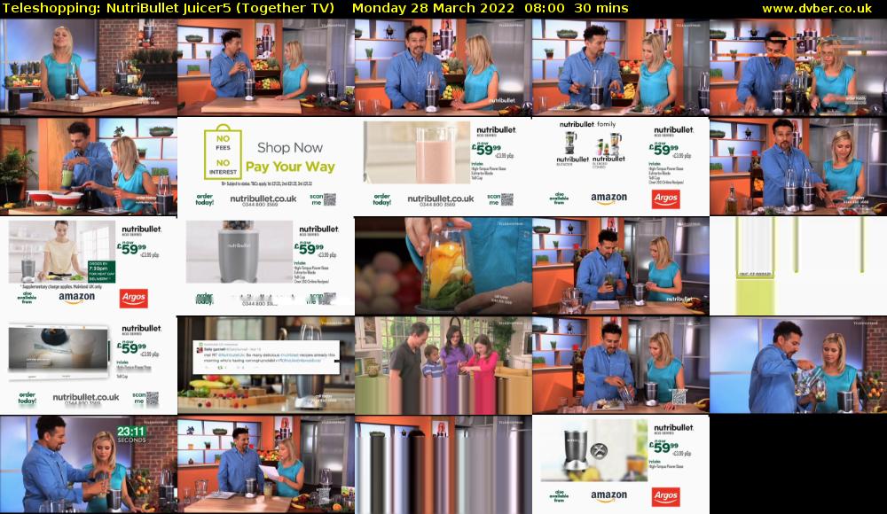 Teleshopping: NutriBullet Juicer5 (Together TV) Monday 28 March 2022 08:00 - 08:30