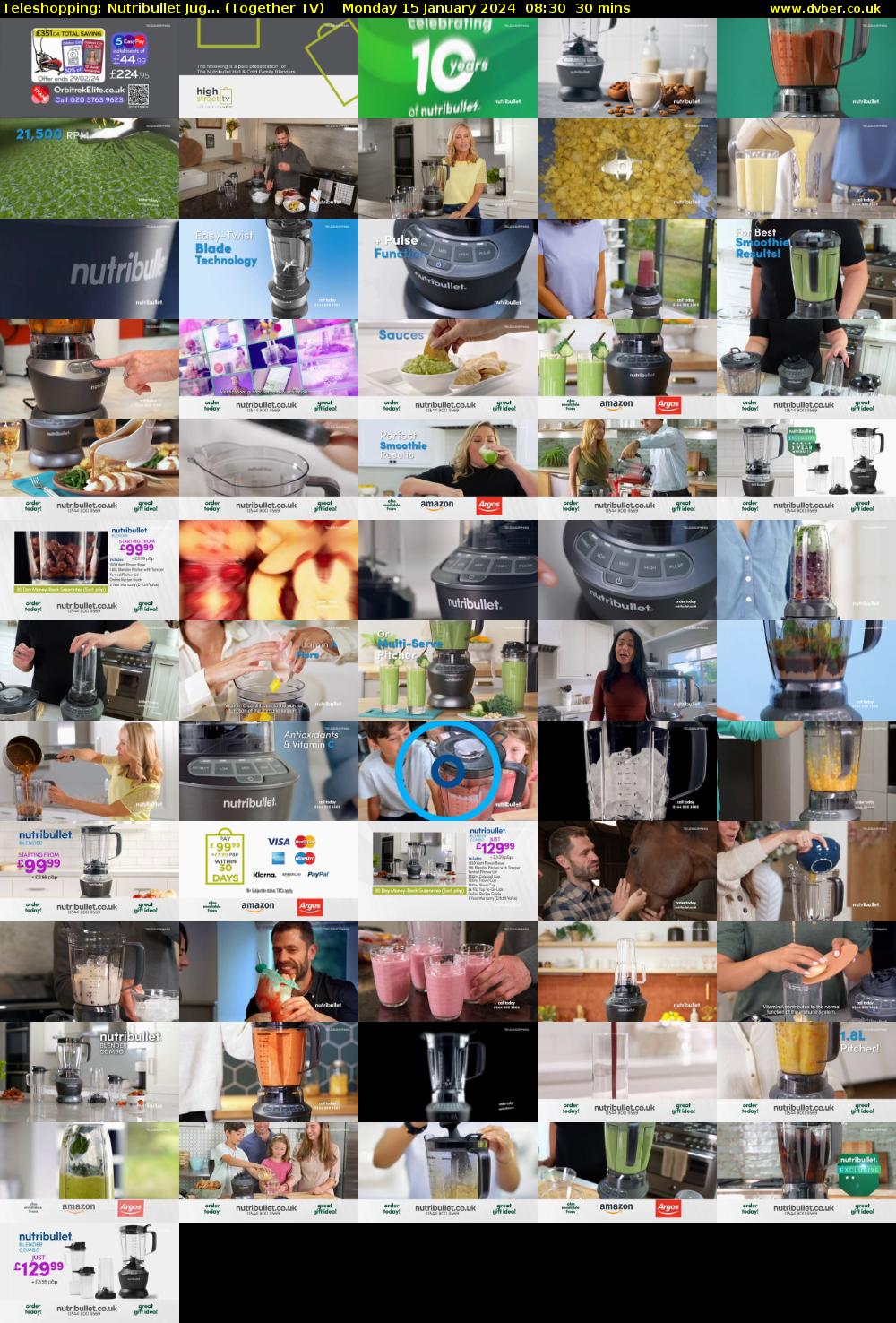 Teleshopping: Nutribullet Jug... (Together TV) Monday 15 January 2024 08:30 - 09:00