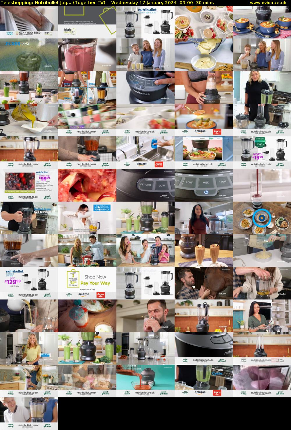 Teleshopping: Nutribullet Jug... (Together TV) Wednesday 17 January 2024 09:00 - 09:30