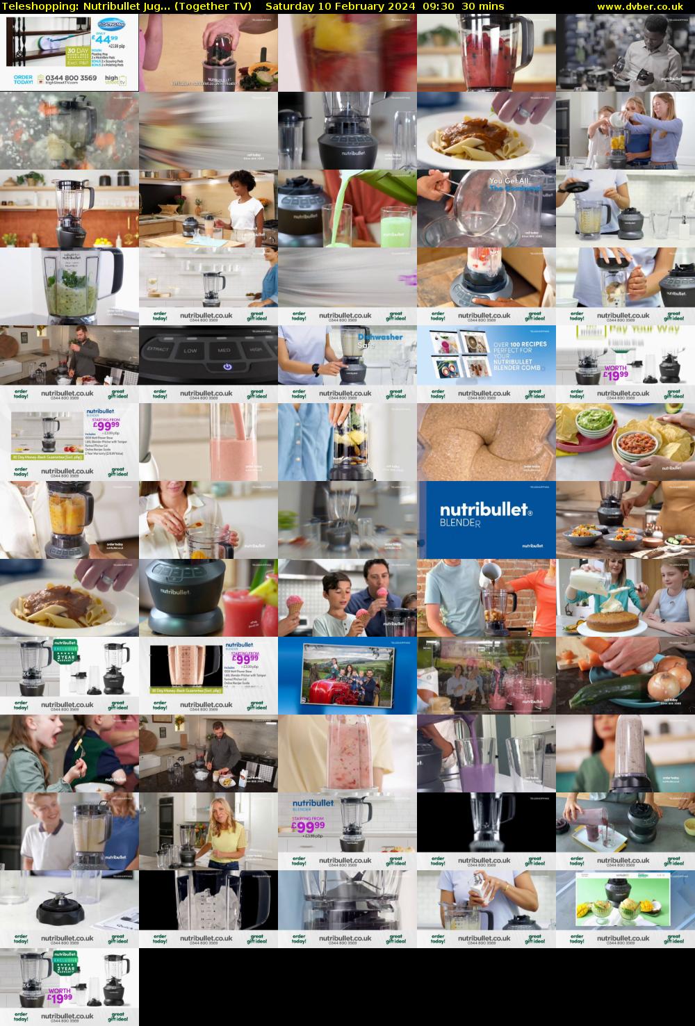 Teleshopping: Nutribullet Jug... (Together TV) Saturday 10 February 2024 09:30 - 10:00