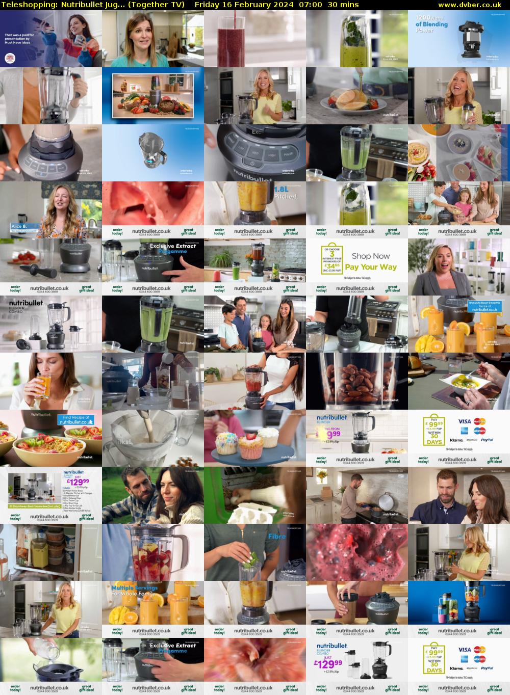 Teleshopping: Nutribullet Jug... (Together TV) Friday 16 February 2024 07:00 - 07:30