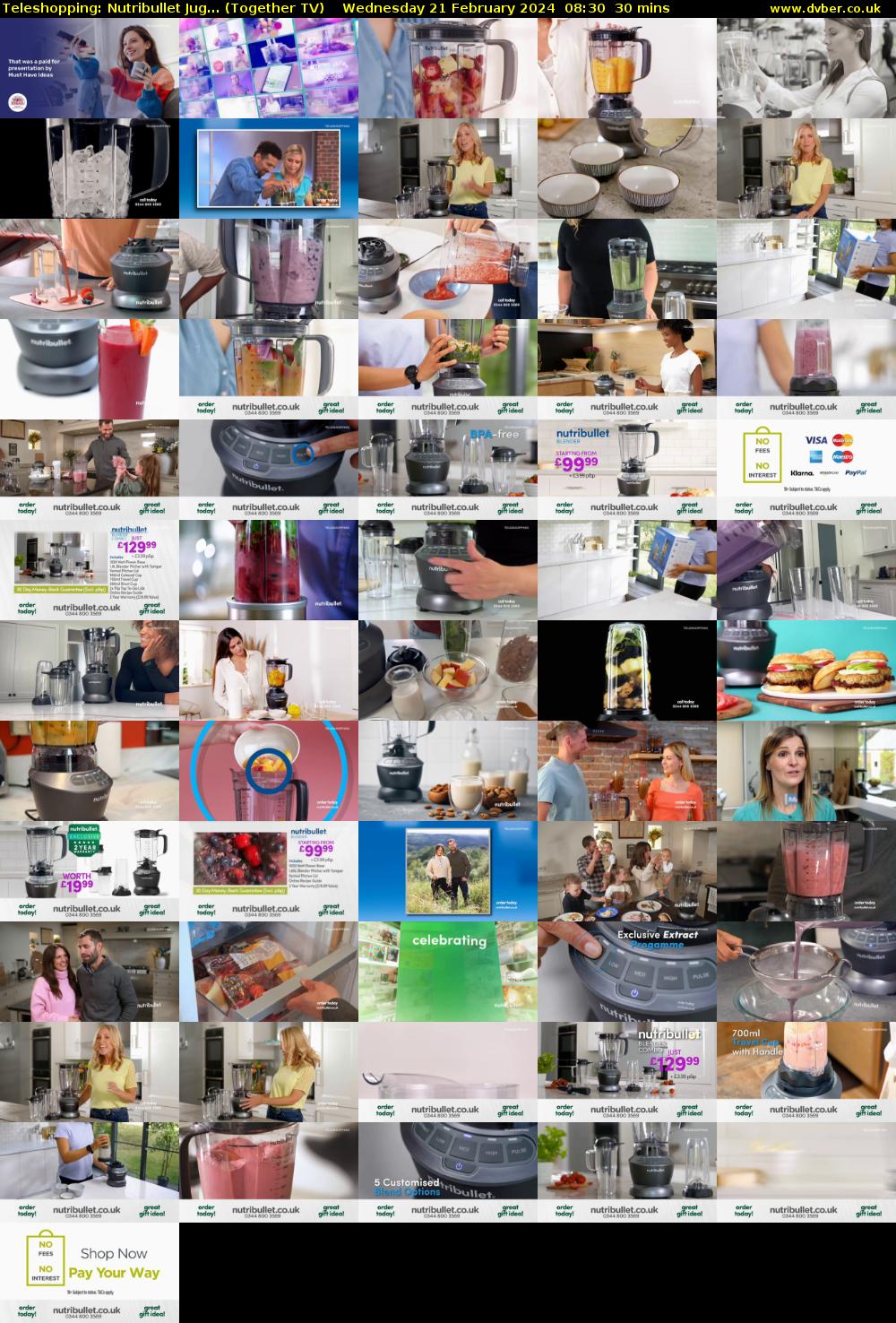 Teleshopping: Nutribullet Jug... (Together TV) Wednesday 21 February 2024 08:30 - 09:00