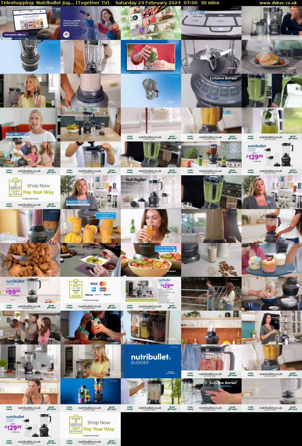 Teleshopping: Nutribullet Jug... (Together TV) Saturday 24 February 2024 07:00 - 07:30