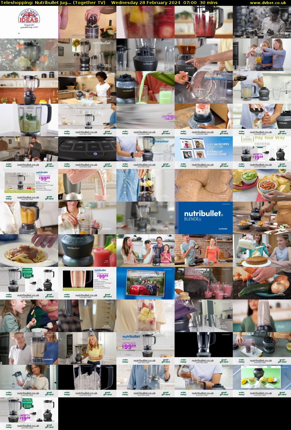 Teleshopping: Nutribullet Jug... (Together TV) Wednesday 28 February 2024 07:00 - 07:30