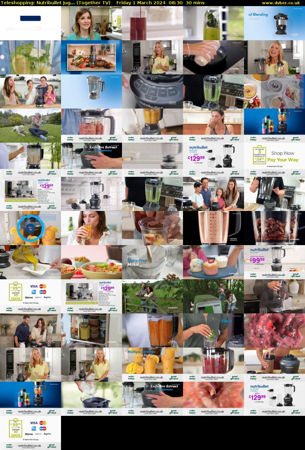 Teleshopping: Nutribullet Jug... (Together TV) Friday 1 March 2024 08:30 - 09:00