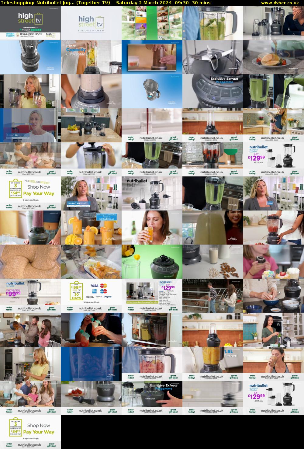 Teleshopping: Nutribullet Jug... (Together TV) Saturday 2 March 2024 09:30 - 10:00