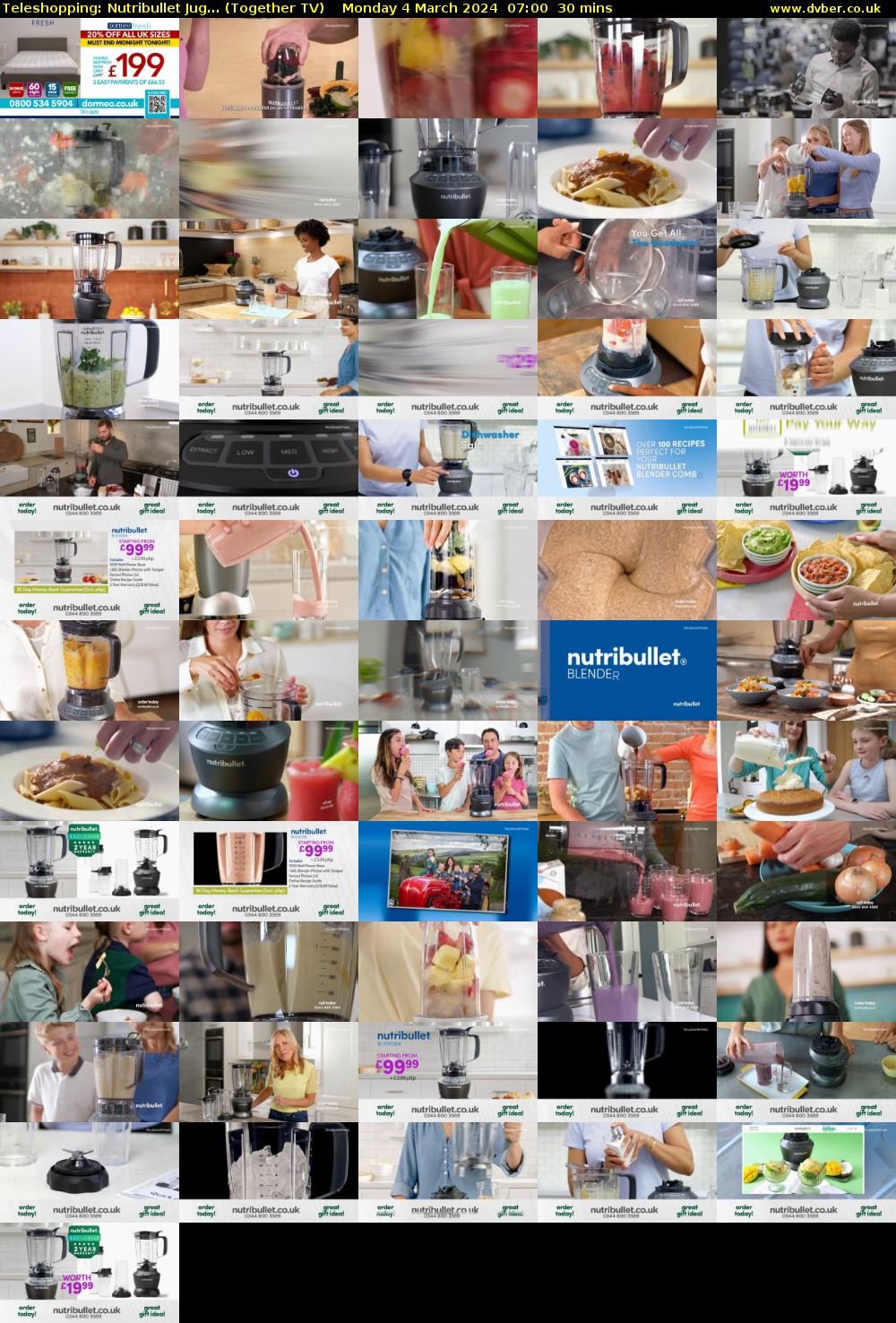 Teleshopping: Nutribullet Jug... (Together TV) Monday 4 March 2024 07:00 - 07:30